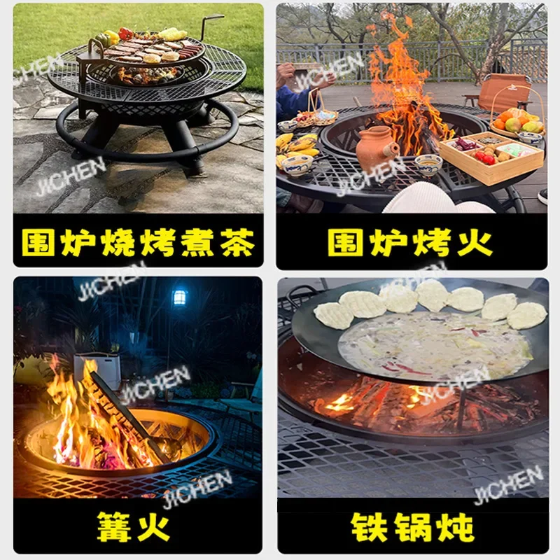 

Garden Grill BBQ Grill Household Firewood Heating Stove Villa Bonfire Fireplace Table Charcoal Brazier Outdoor BBQ Grill