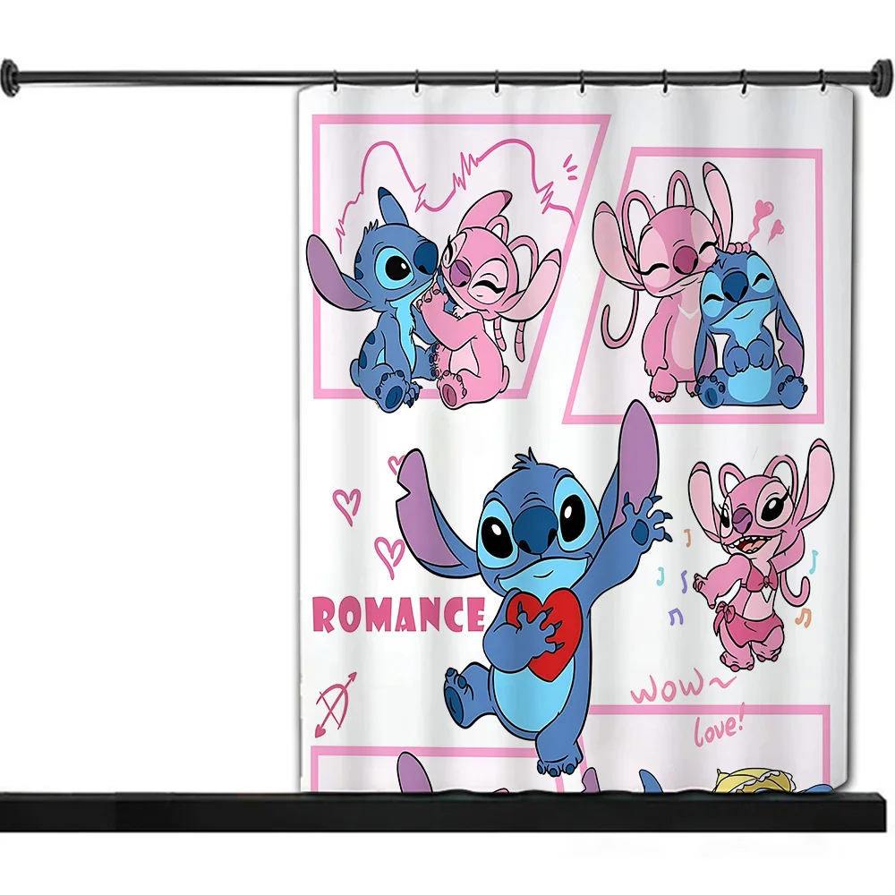 Hot Cartoon S-Stitch Love Big Eye Cute Shower Curtain Waterproof Polyester Fabric Paint Colorful Bath Curtains Curtain With Hook