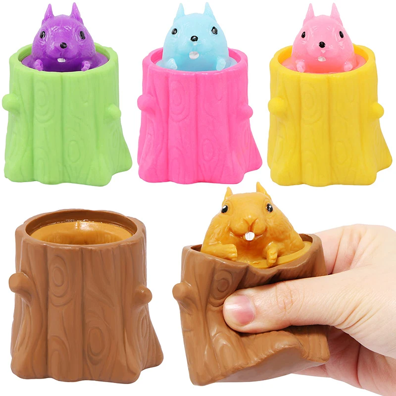Multi-colors Cute Evil Squirrel Pop Up Squeeze Toys Anxiety Relief Decompression Sensory Fidget Toy For Kids Classroom Prizes