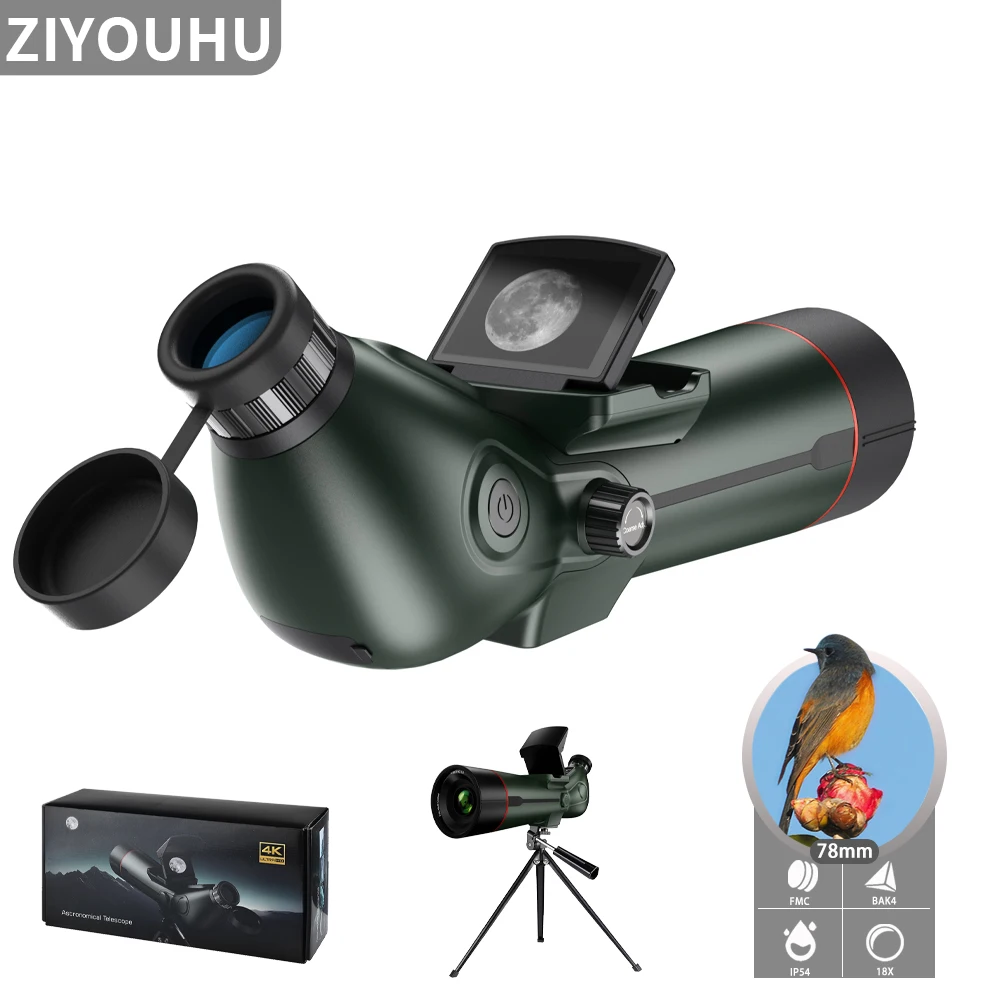 

SPX5-80 Digital Spotting Scope Monocular Dual Screen Switch 4K Ultra HD for Stargazing Astrophotography Bird Watching Photograph