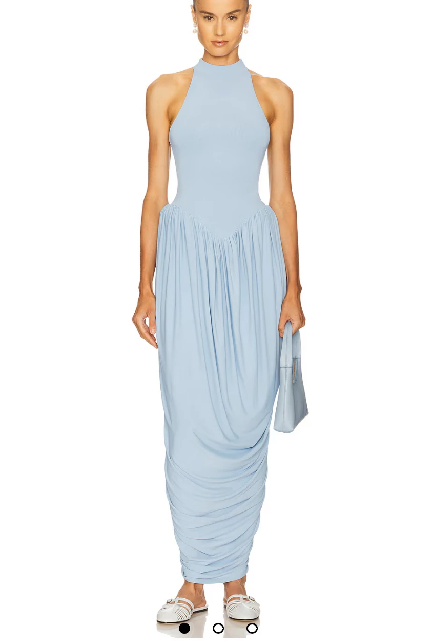 Helsa high neck dress sleeveless tight elastic pleated dress vest long -  AliExpress 200000345