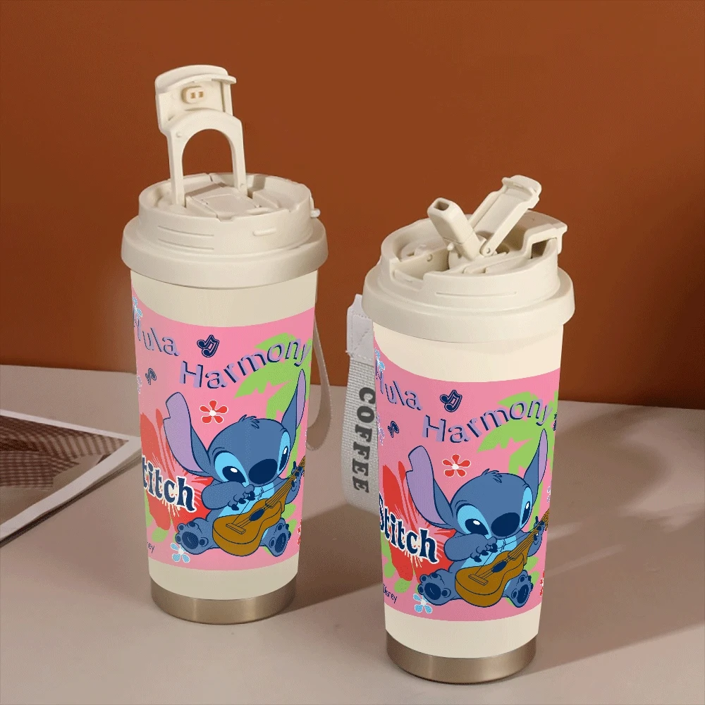 

Stitch Water Cups 304 Stainless Straw Drinking Boys Pattern Water Cup Disney Lilo & Stitch Anime Sports Outdoor Holiday Gift