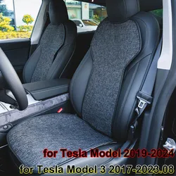 Car Seat Cushion for Tesla Model 3 2023 Breathable Linen Seat Protector Cover Backrest Cushion Model Y 2024 Interior Accessories