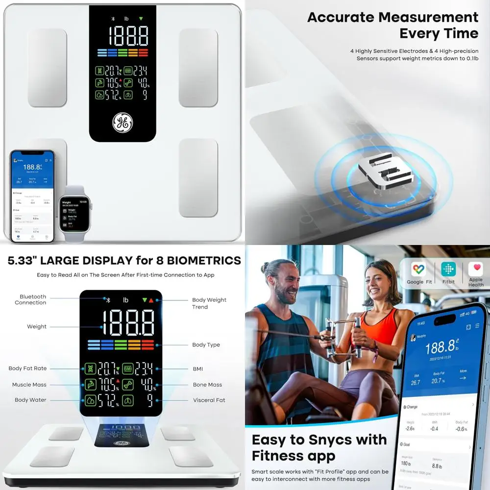 

Body Composition Monitor: Large Digital Scale for Weight, BMI, Body Fat, Muscle Mass Bluetooth Connectivity