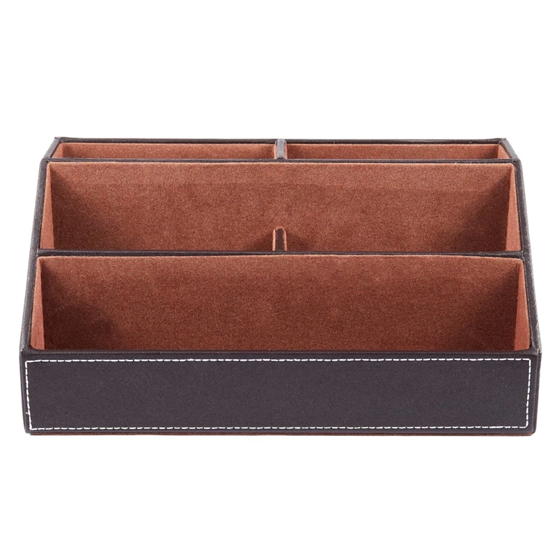 2 قطعة أسود بولي Leather جلد متعدد الوظائف مكتب منظم قرطاسية صندوق تخزين ، قلم/قلم رصاص ، هاتف محمول ، بطاقات اسم العمل: 1 قطعة ث