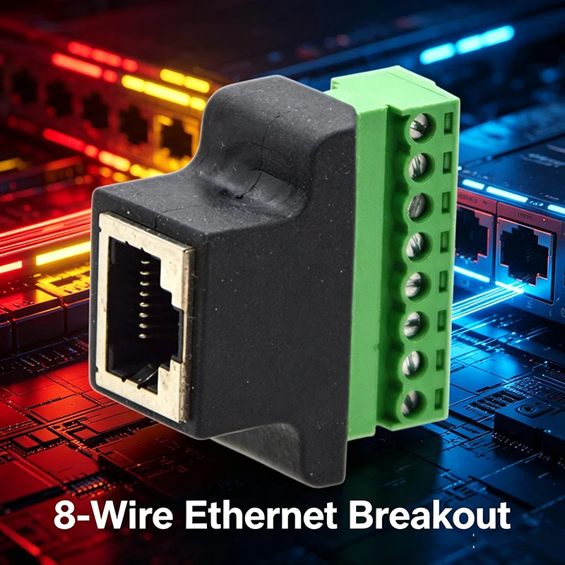 RJ45 Male/Female to 8Pin Screw Terminal Adapter, No-Solder Ethernet Connector, Network Cable Breakout Board for 8-Wire Extension