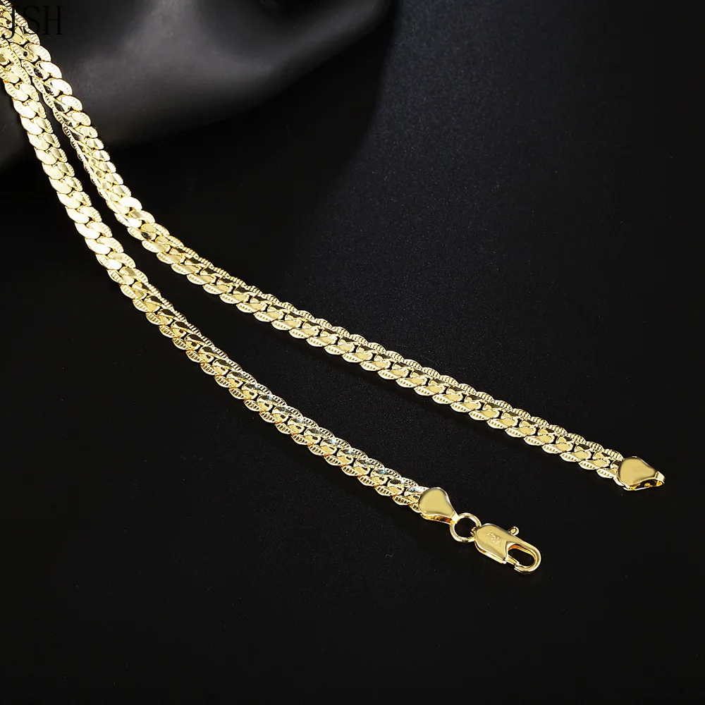 925 sterling silver Wedding 18K gold color Necklace jewelry 6mm 20-60CM Beautiful fashion Elegant For Men women Bohemian