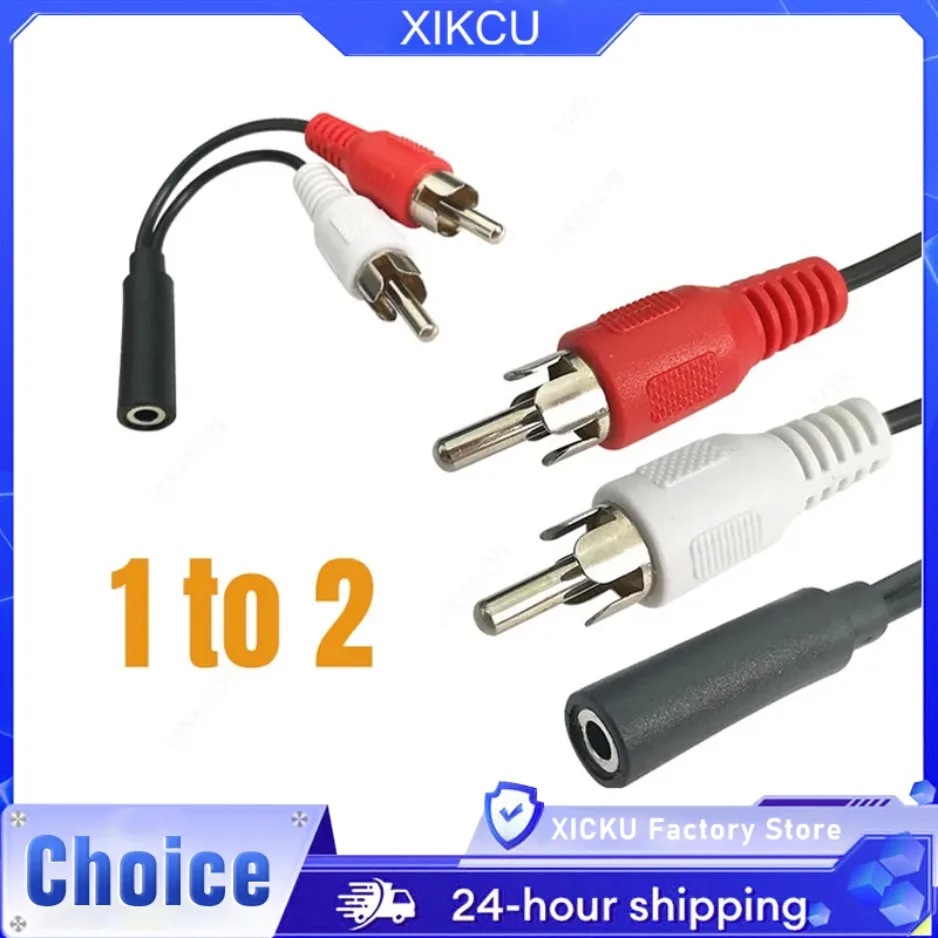 XIKCU 3,5 mm Buchse auf 2 Cinch Lianhua Audiokabel-Adapter für DVD-Mikrofon, Handy, Computer, Lautsprecher, 1 bis 2 Adapterkabel
