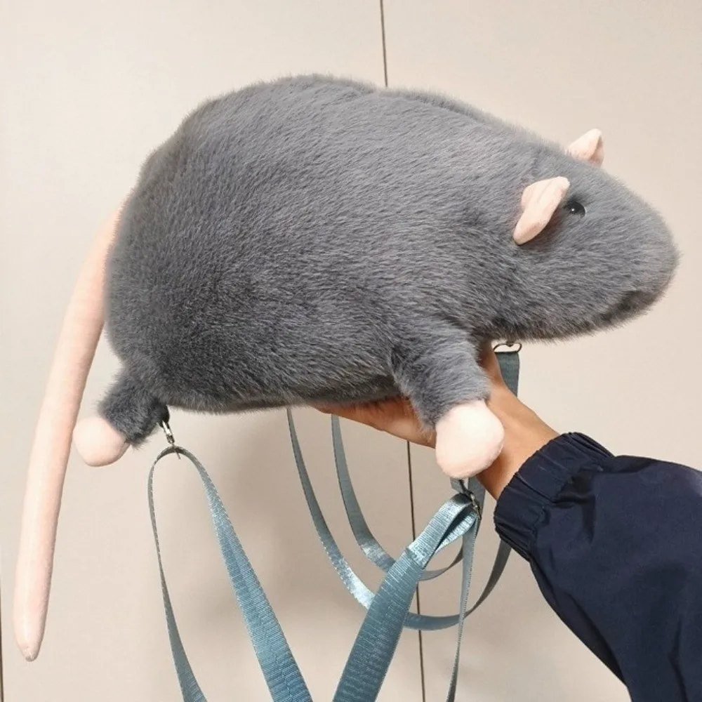 ตุ๊กตาหนูการ์ตูนกิ่งดอกไม้ กระเป๋าเป้สะพายหลังรูปหนูกิ่งดอกไม้ ตุ๊กตาหนูนุ่มนิ่ม ตุ๊กตาสัตว์น่ารัก ของเล่นตุ๊กตาขนนุ่ม