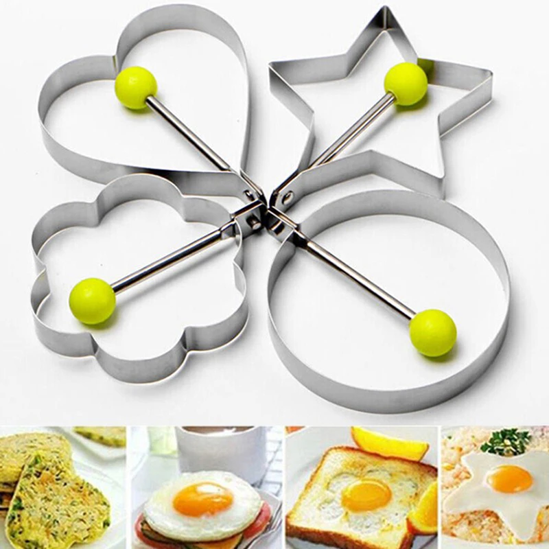 Stainless Steel Egg Shaper Egg Mold Pancake Molds Ring Heart Flower Kitchen Gadget Cooking Tools