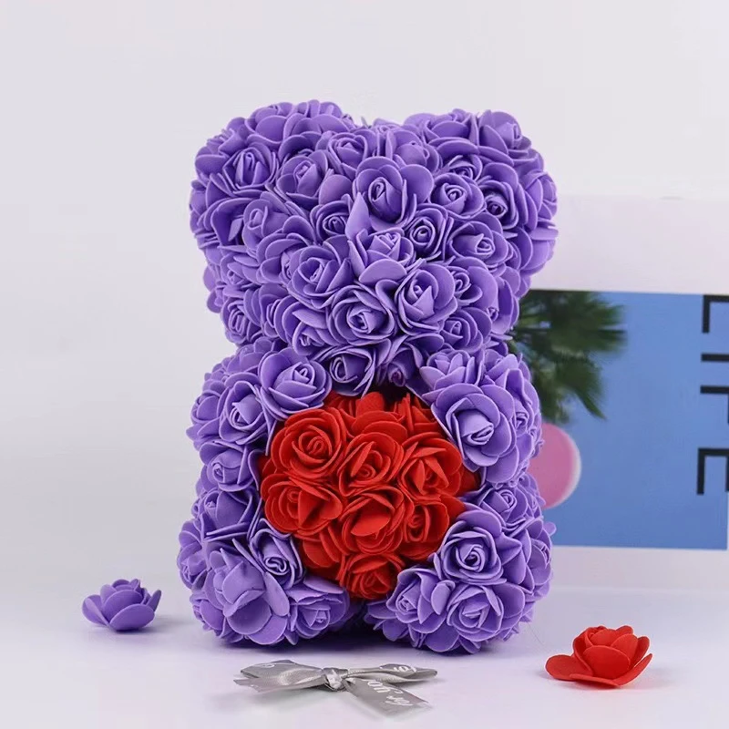 

Eternal Rose Flower Bear Hug For Mother's Day Romantic Valentine's Day Teachers Gift Weddings Decorative Home Decor Ornament