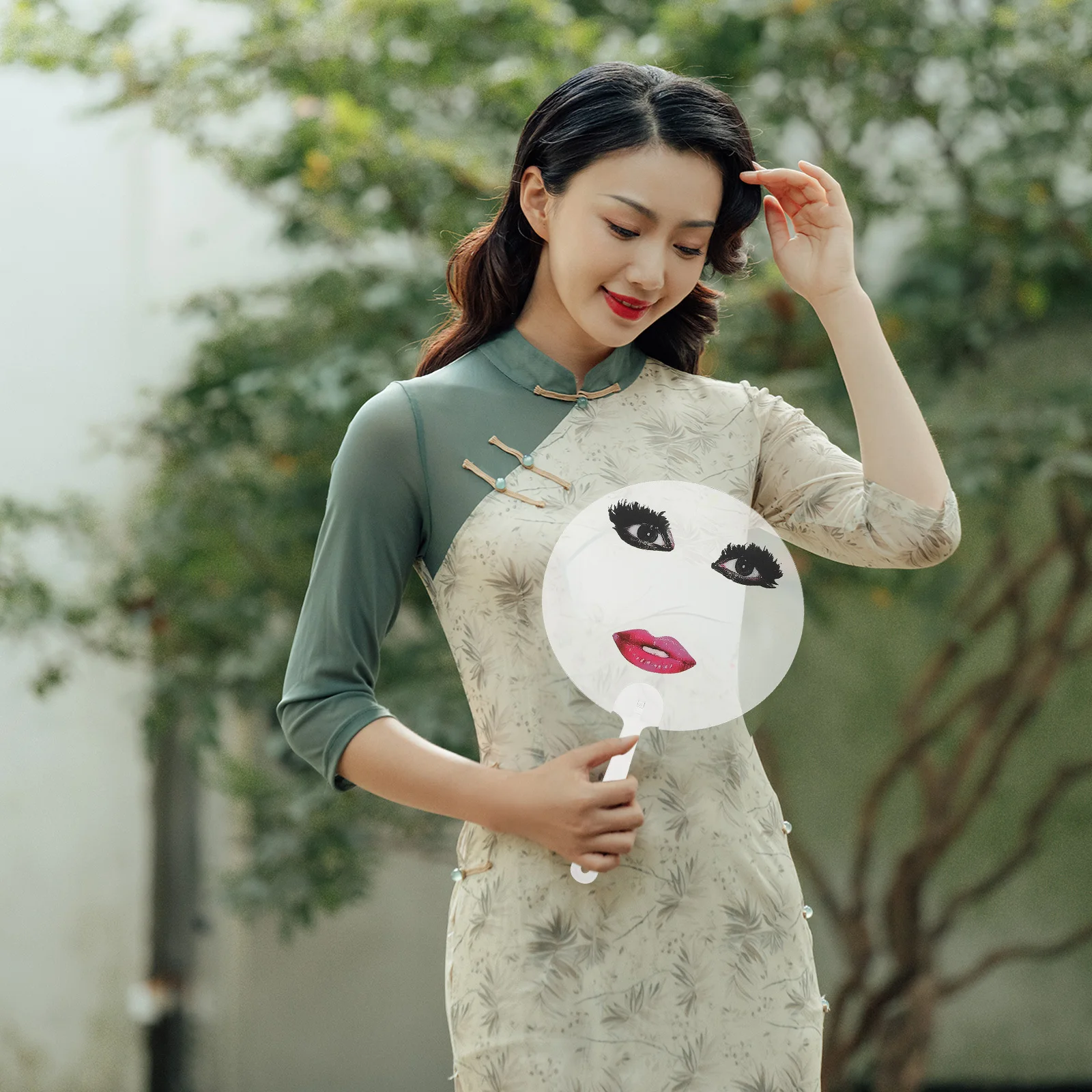 

10Pcs Funny Fan Transparent Plastic Round Handheld for Summer Party Photography Props Performance Decorations