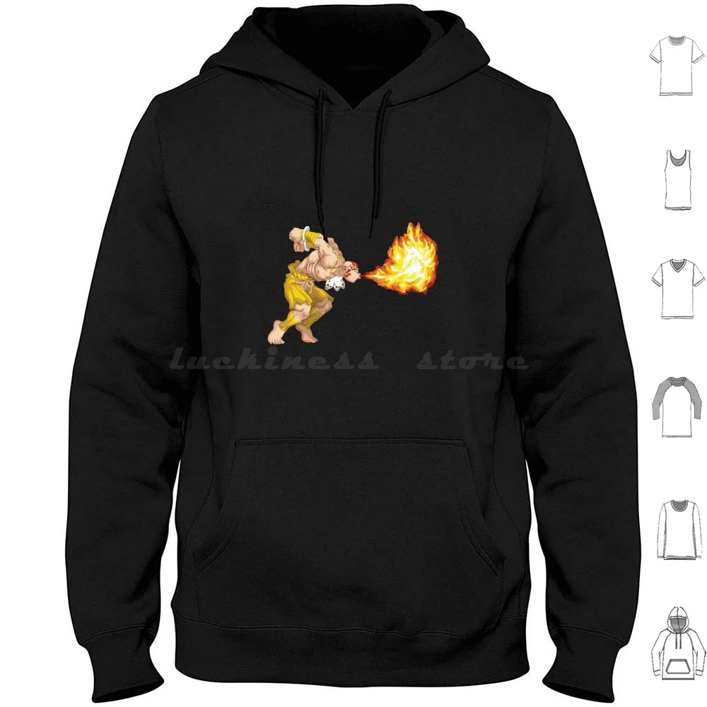 Dhalsim Hoodie Cotton Long Sleeve Hadouken Hadouken Ken Ryu Sagat Mr Bison Vega Akuma Chun Li Guile Charlie Blanka