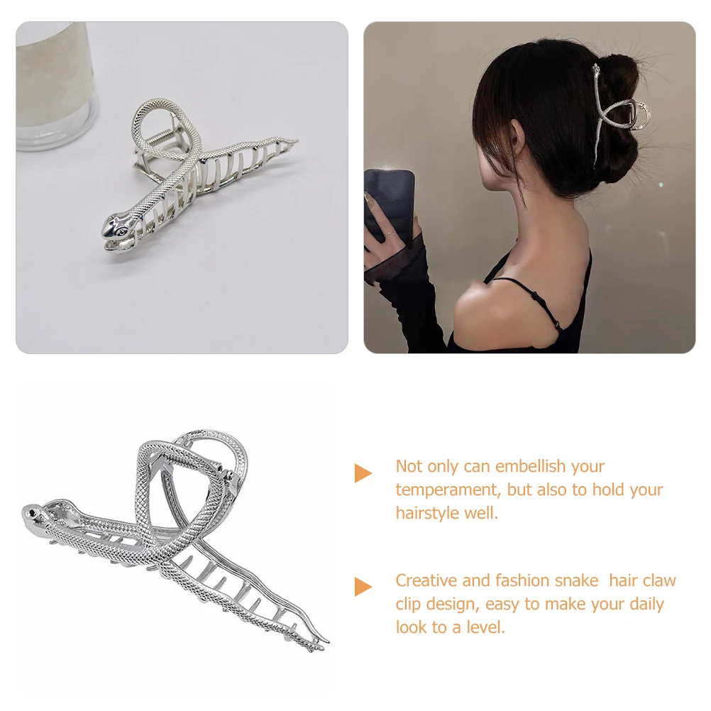 

Large Metal Claw Clips for Women Thick Hair Unique Snake Design Sturdy Alloy Comfortable Daily Use Hair Accessories