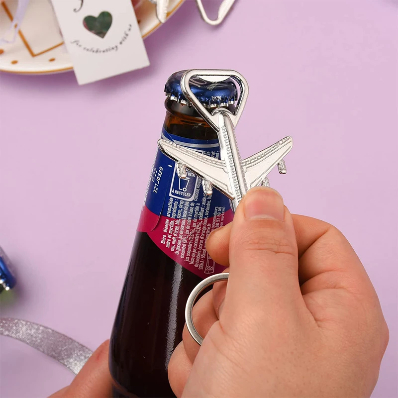 10-60Pcs Plane Bottle Opener Keychain 3D Metal Airplane Bottle Opener Keyrings