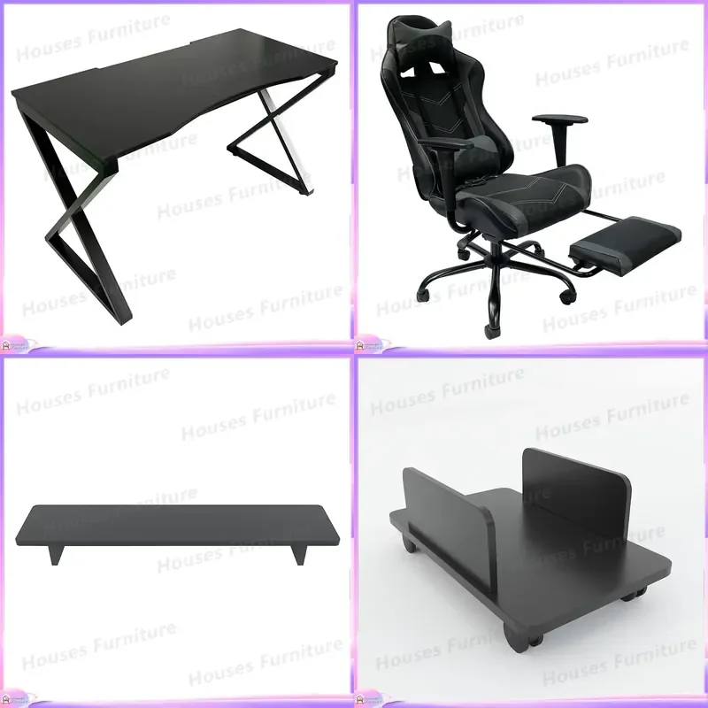 210 CBG68025 Black Gaming Table and Chair Set Metal Nylon Foldable Retractable Adjustable Height Heat Dissipation Accessories