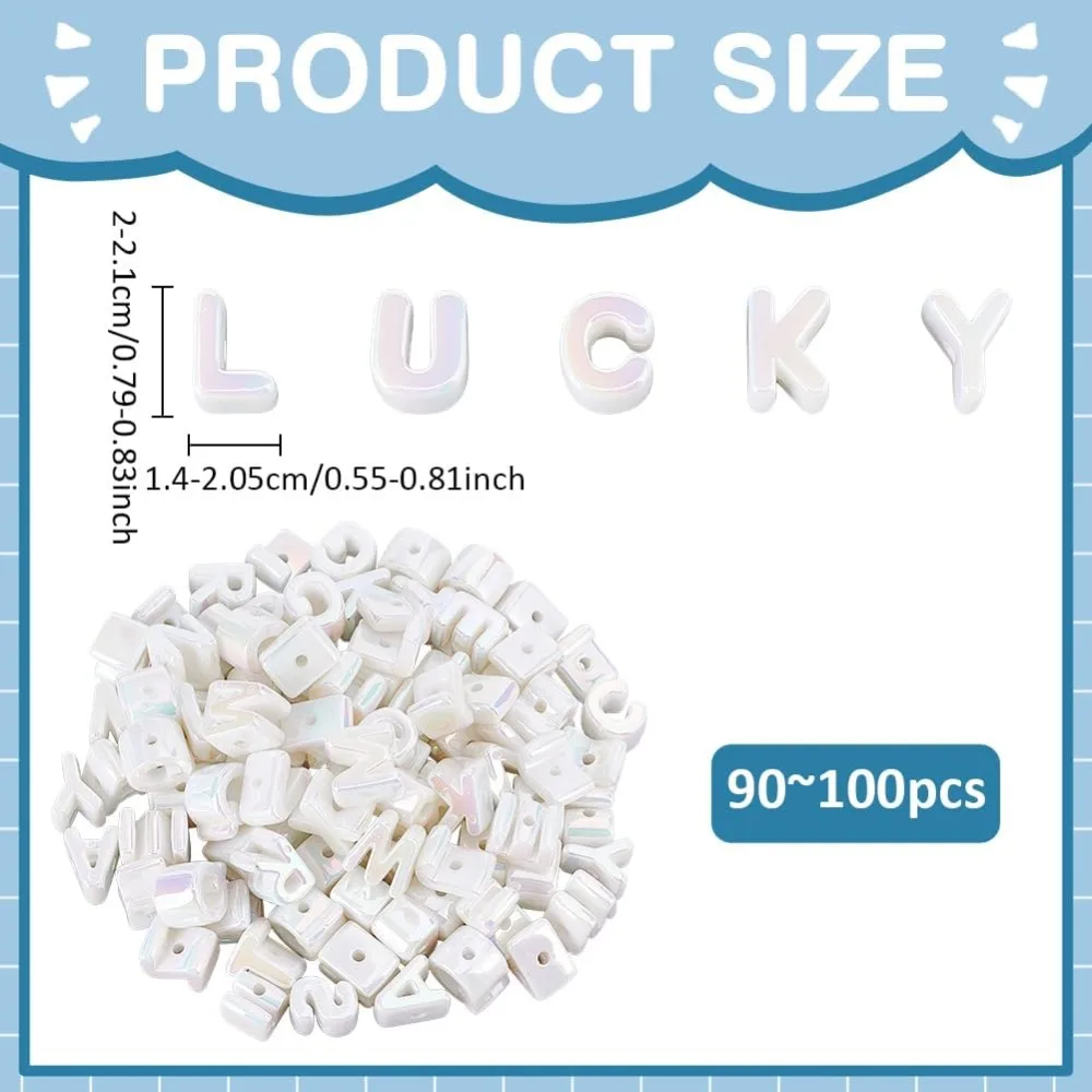 1 Set Alphabet Shaped Beads UV Plating Rainbow Iridescent Acrylic Beads Random Mixed Letters Spacer Bead
