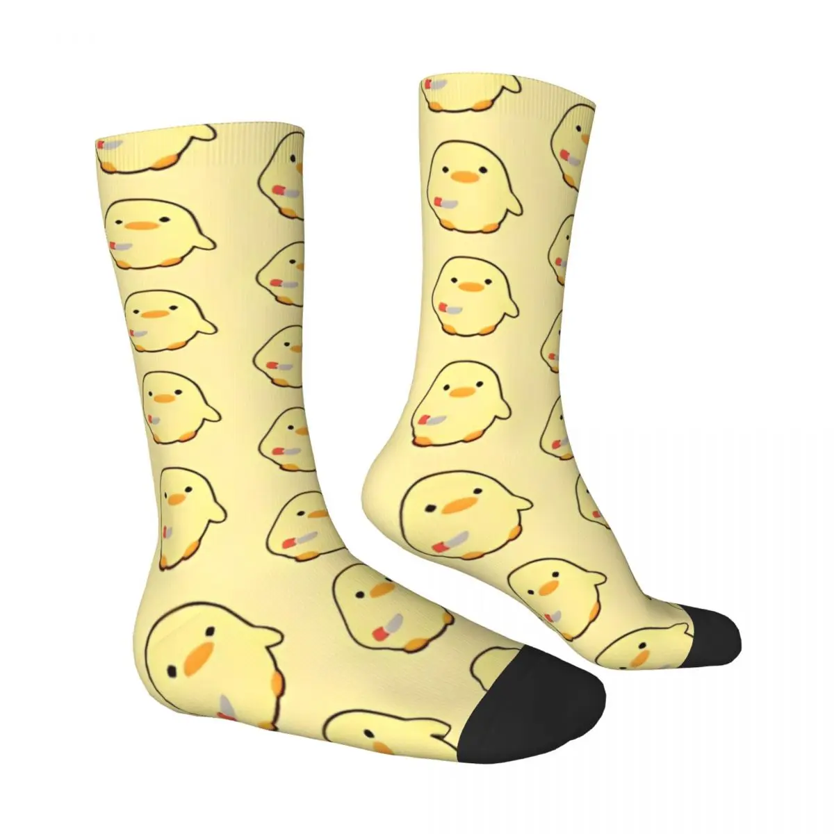 Duck With Knife Socks Winter Stockings Funny Adults Men Soft Socks Pattern Outdoor Non Slip Socks