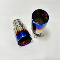 Tubo de escape de acero inoxidable para automóvil, silenciador de cola de garganta, nido de avispas azul tostado, Boca de trompeta de gran diámetro, 1 piezas