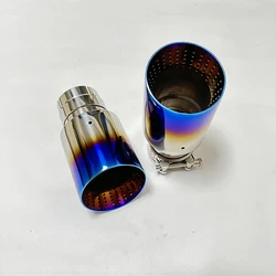 1pcs automobile parts Exhaust pipe Silencer Tail throat Stainless steel Roasted blue Wasp nest Large diameter trumpet mouth