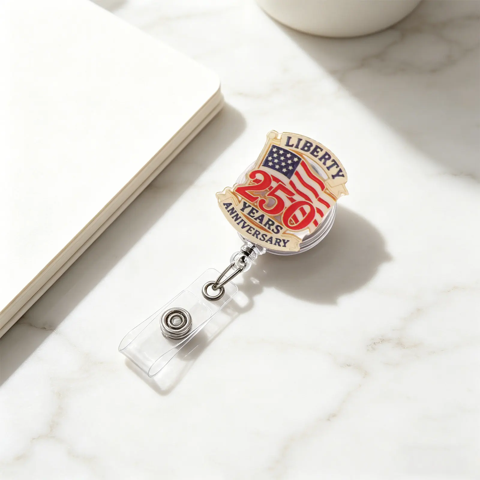 5Pcs Us 250 Years Souvenir Badge Reel Retractable Id Badge Holder Alligator Clip Staff Teacher Office Employee