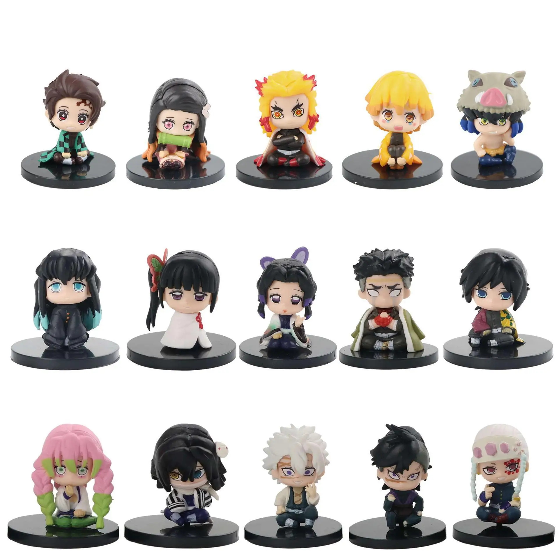 Demon Slayer 15 Pcs/Set 4.5cm Mini Nezuko Figure Tanjirou Kisatsutai Hashira Model Toys Ornaments Anime Periphery Kawaii Doll