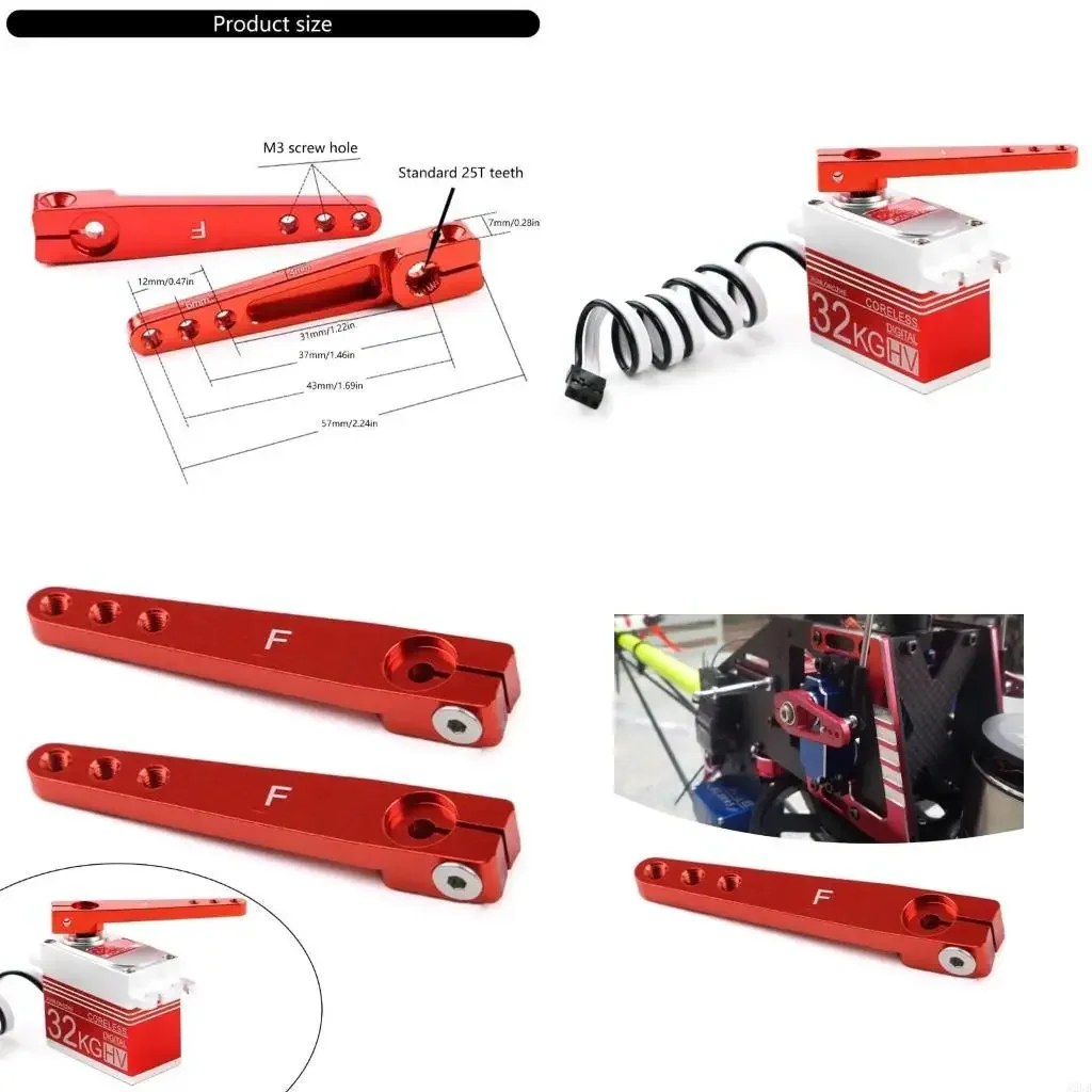 2 pces estendidos 25t braços servo alumínio resistentes portáteis para aeronaves avançadas e carro aumenta o alcance 15ub