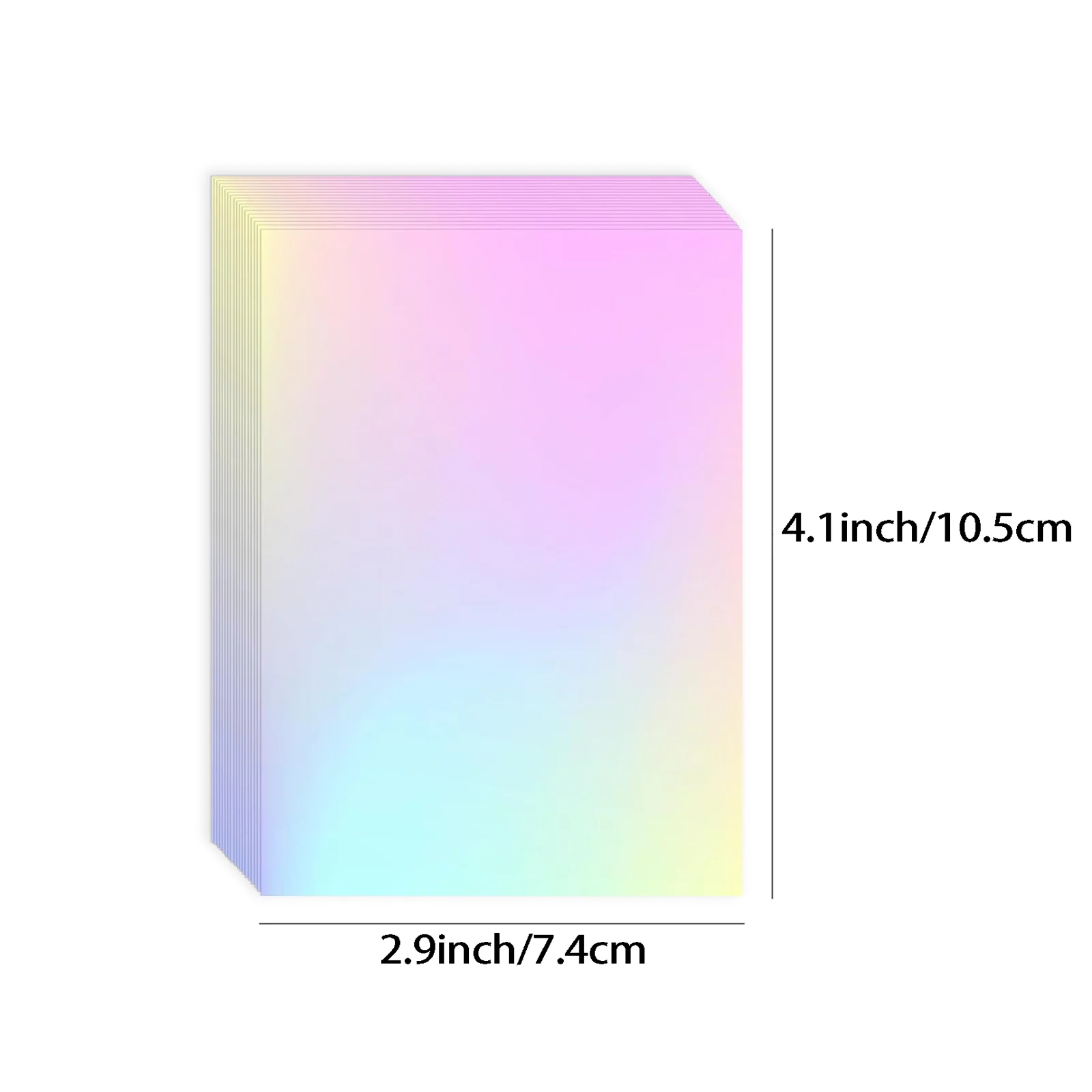 50 Sheets 4.1×2.9 Inch Rainbow Holographic Cold Laminating Film, Clear Self-Adhesive & Waterproof Vinyl Sticker, Rainbow Pattern