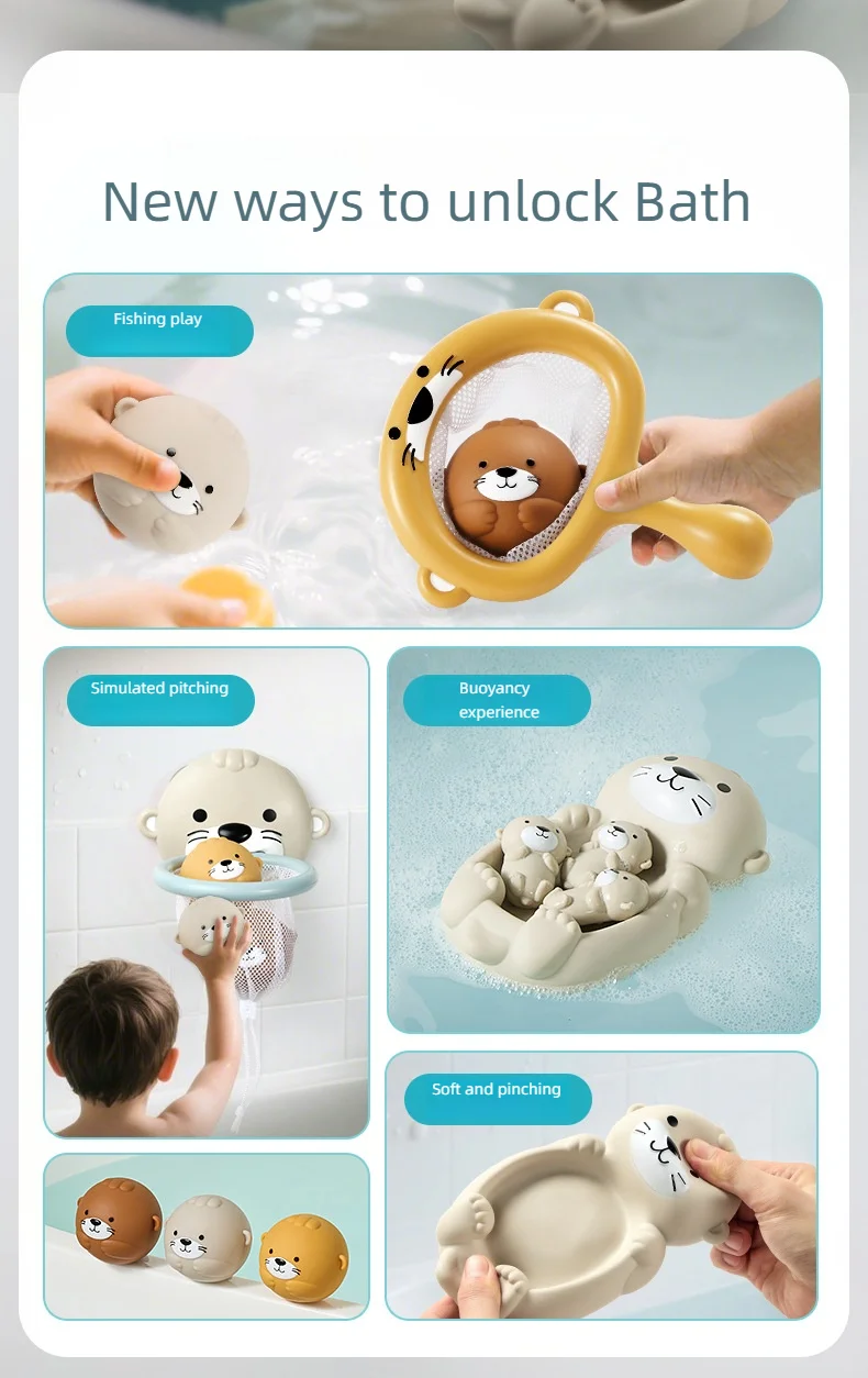 Baby Bad Spielzeug Schwimm Tier Otter Nilpferd Dichtung Kind Badezimmer Dusche Basketballkorb Spiel Kinder Schwimmbad Wasser Spielen Geschenk – Detail 7