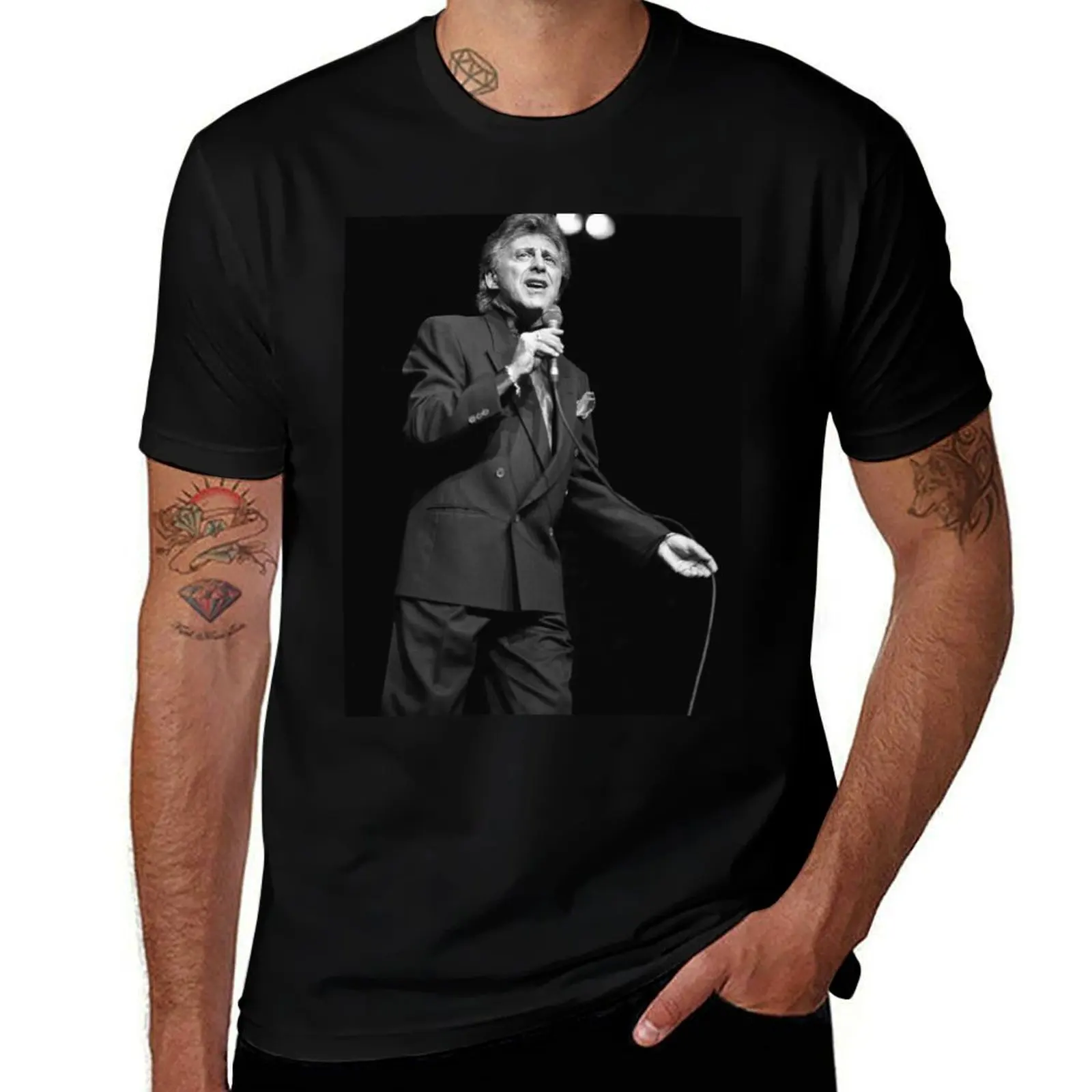 

Frankie Valli BW Photograph T-Shirt cotton t shirt pack t shirts for man cotton funny t shirts for man graphic vintage T-shirt