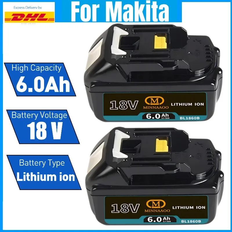 

100% Original For Makita 18V Battery 6.0AhBL1850b BL1860 BL1830, Genuine Replacement for LXT400 Power Tools