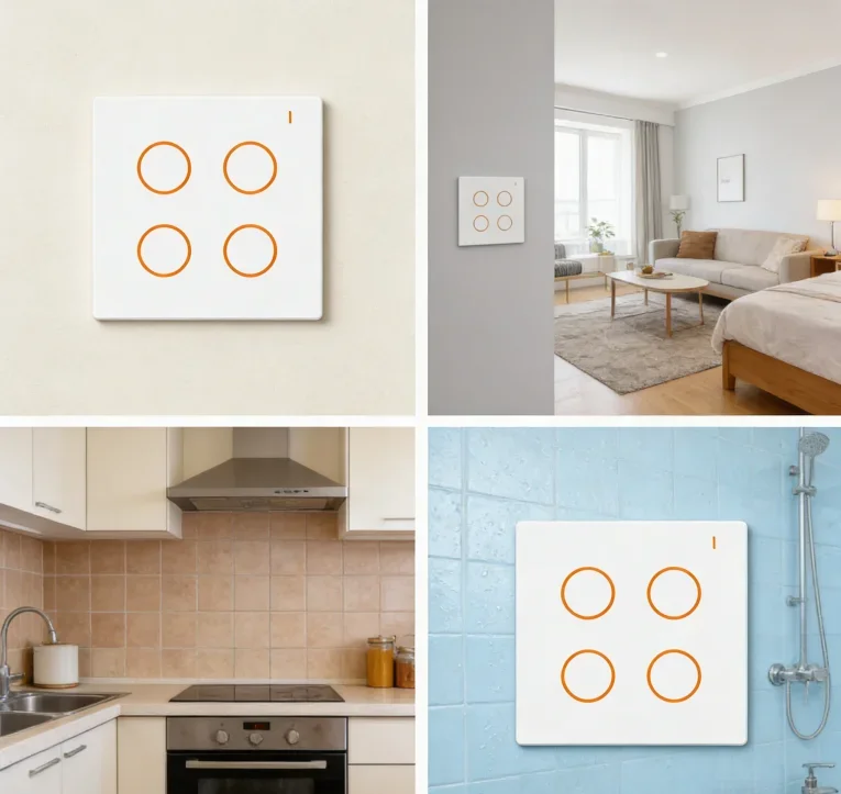 Lanbon Factory Supply TUYA Wifi Push Button Smart Switch 1/2/3/4 Gang Smart Switch Work with Alexa and Google Voice Control