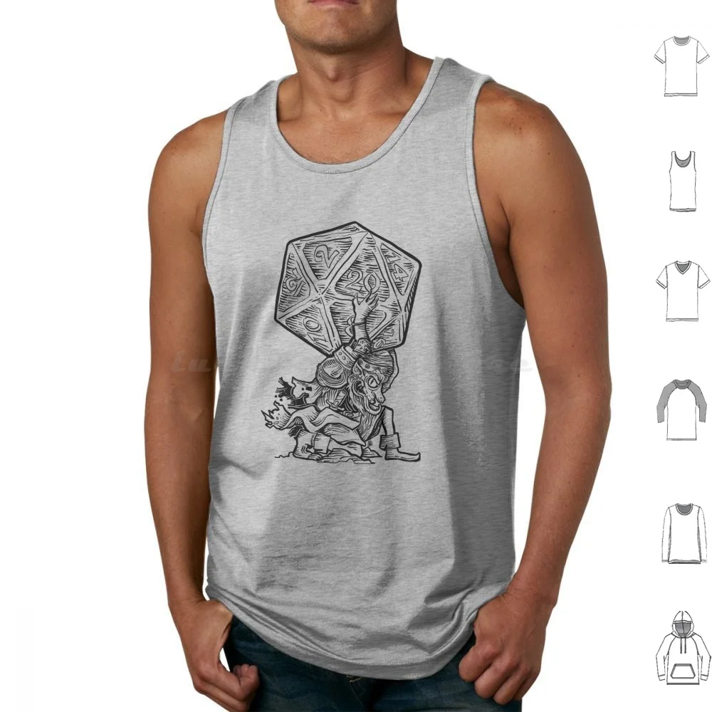 Goblin With D20 Tank Tops Vest Sleeveless D D Goblin D20 Rpg Ravenloft Medieval Fantasy Barovia Engraving Oldschool Ink Black