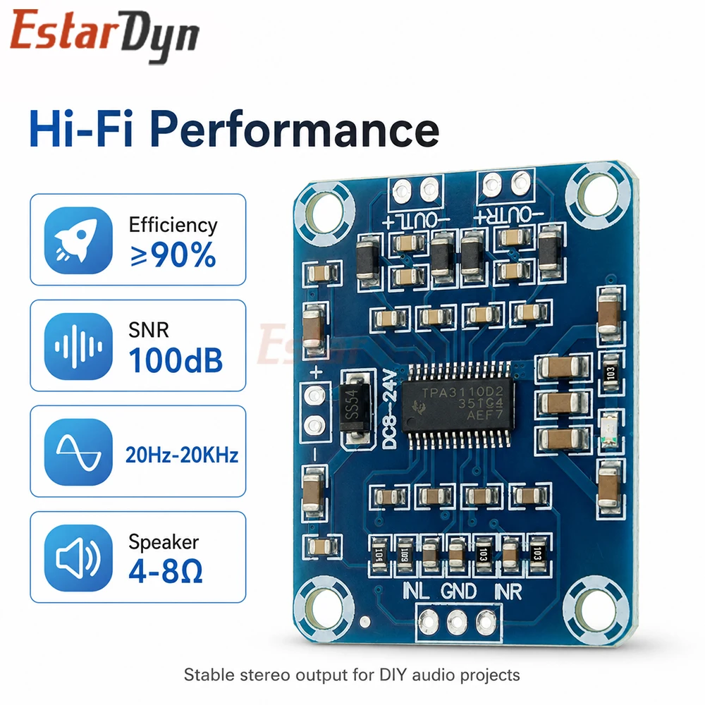Estardyn TPA3110 Class D Digital Amplifier Board 15W+15W Dual Channel Stereo 12V-24V Car Audio Speaker TV High Efficiency - view 4