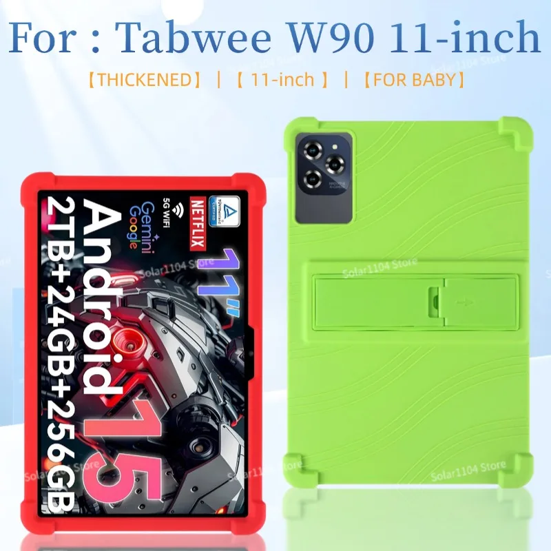 

For Tabwee W90 11 Inch Android 15 Tablet protective case, anti drop thick silicone cover Child friendly soft shell