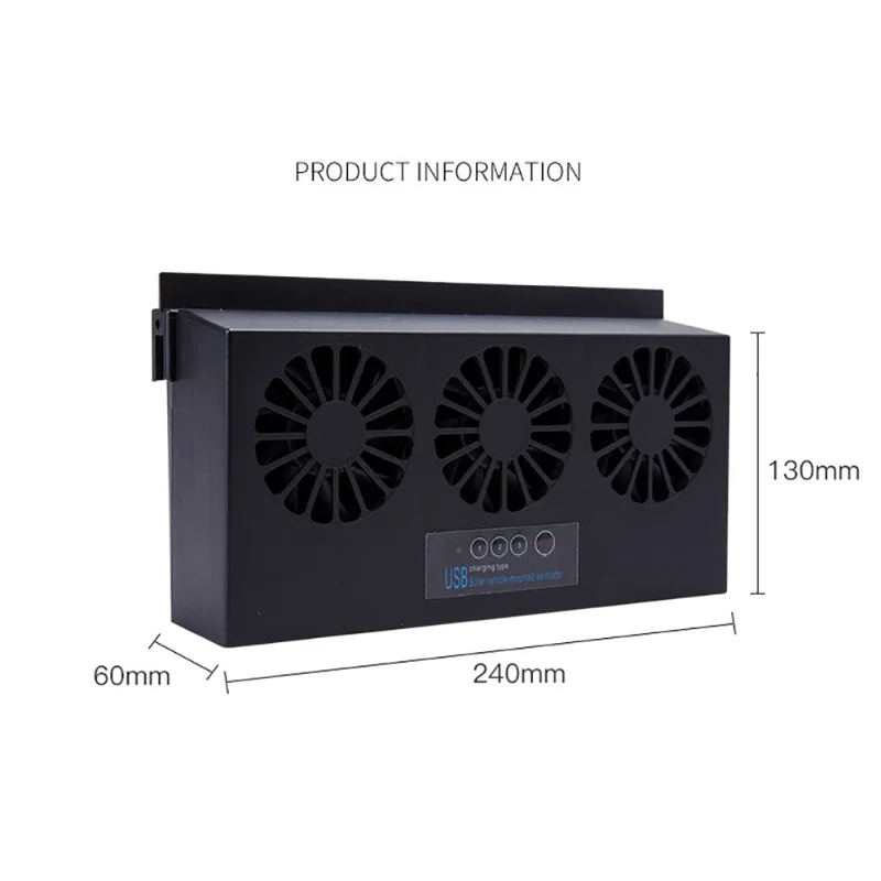 4500 RPM Solar/USB Dual Charging Car Exhaust Fan 3 Heads Car Ventilating Radiator Car Ventilation Fan