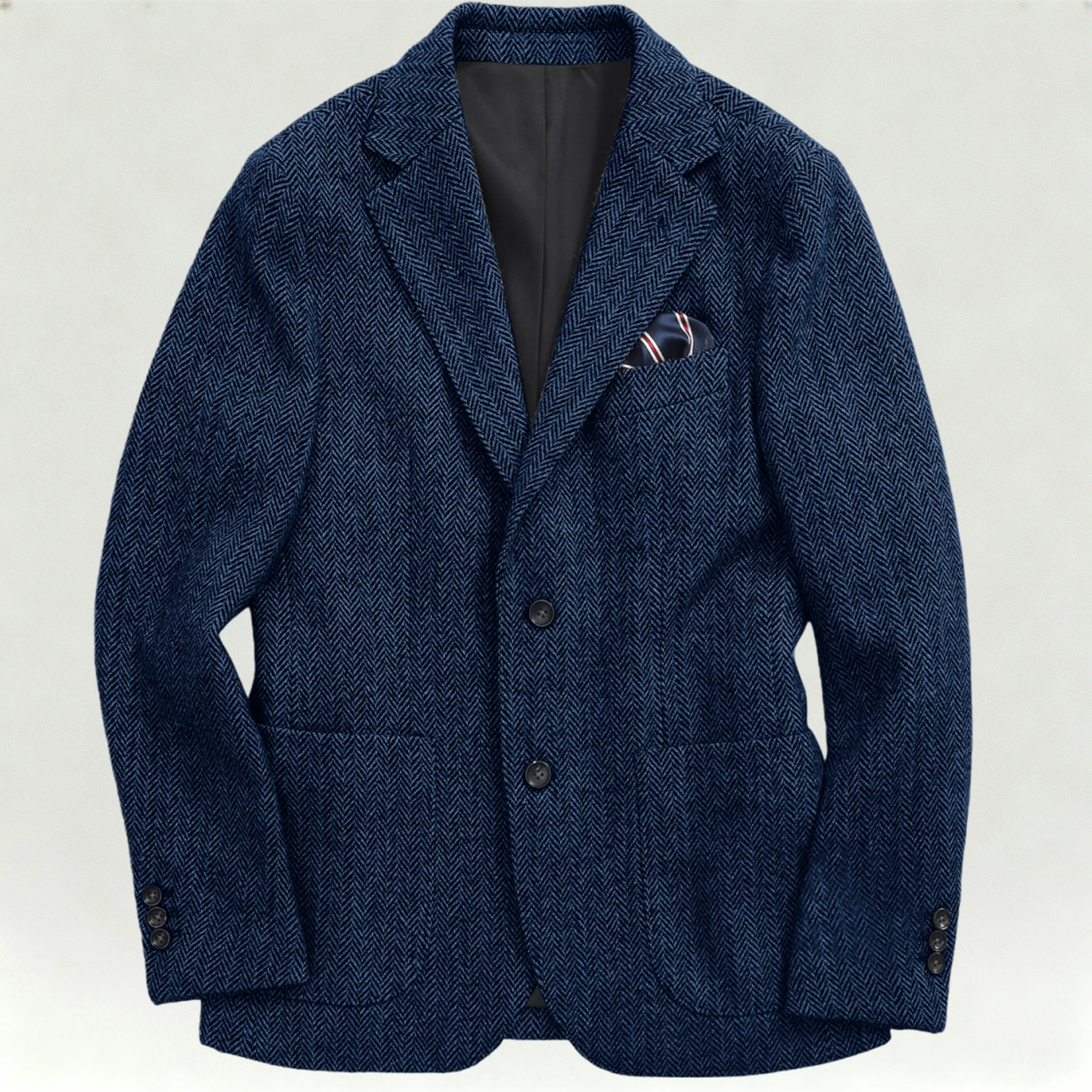 

Tweed Men's Suit Coat Grey herringbone Single Breasted Suit Jacket Korean Business Casual Tailored Man Blazer