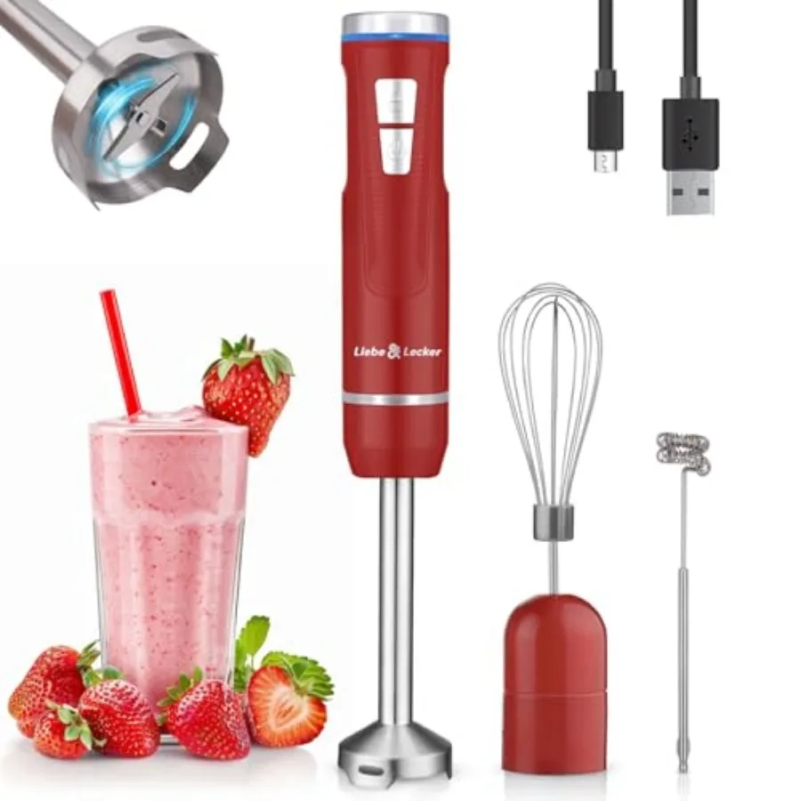 Immersion Blender Handheld Cordless 3 in 1 Cordless Hand Blender 8 Speed Emulsion Blender Handheld with Whisk Milk Frother for