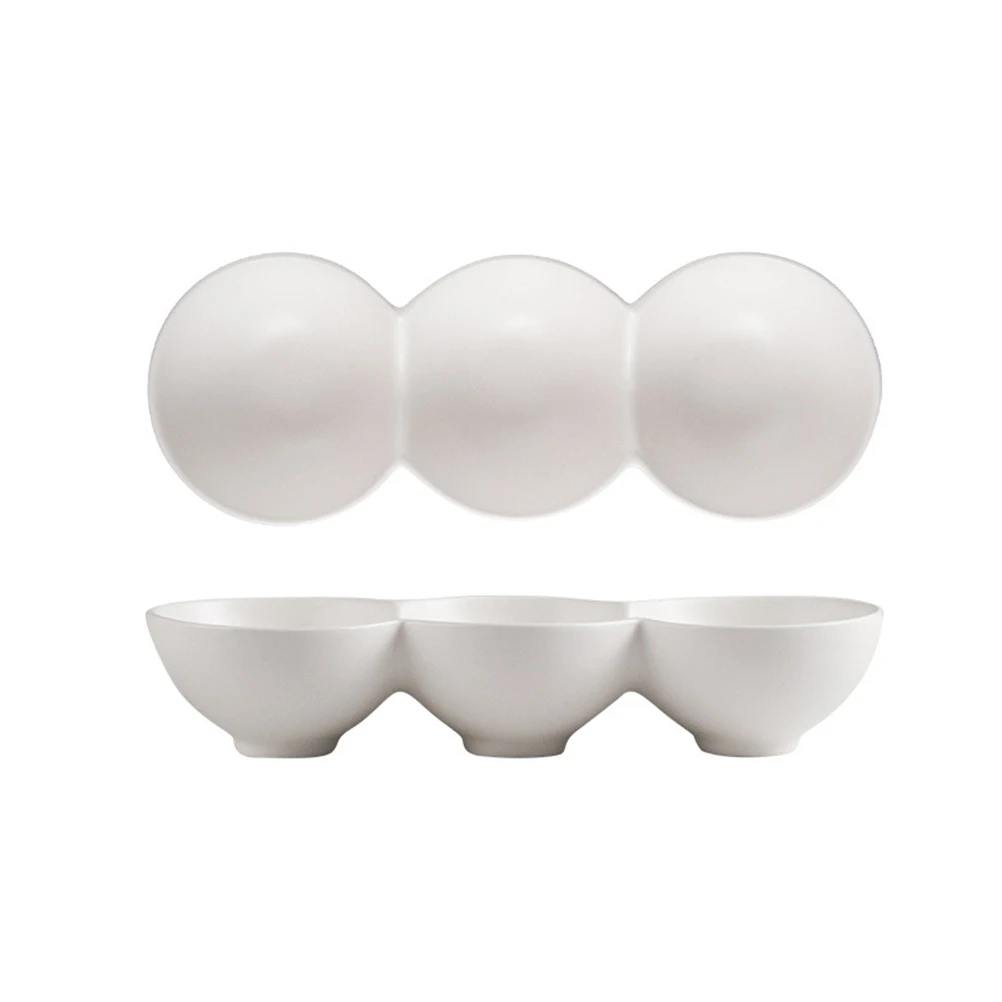 

Round Ceramic Bowl White Smooth Mini Cookware Fruit Dish Salad Storage Container Food Supplement for Home Store Parties Weddings