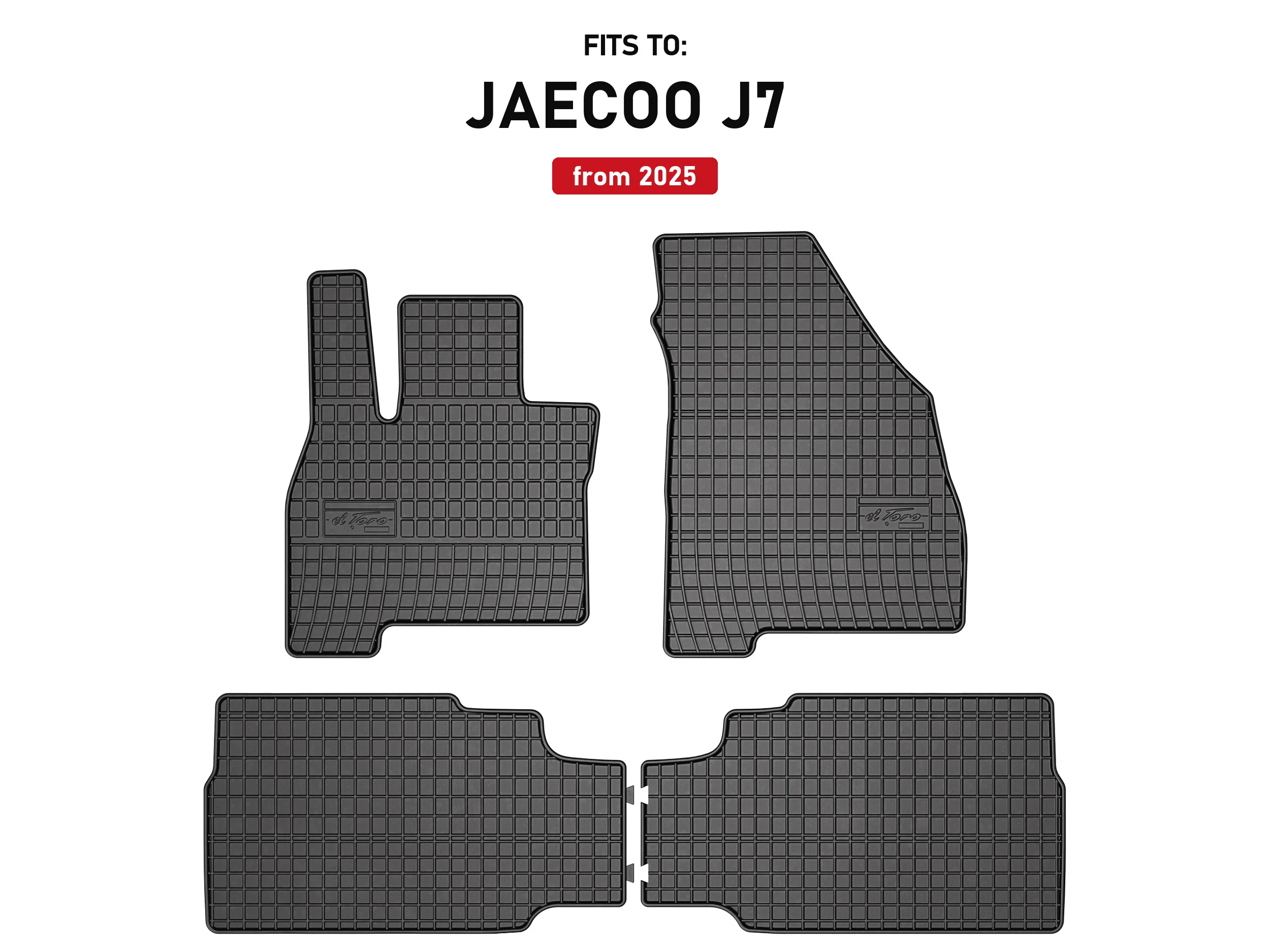 Zwarte rubberen automatten voor: Jaecoo J7 2025-SUV, PHEV