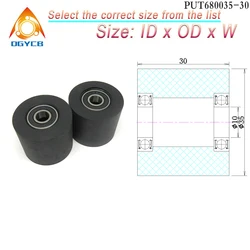 1pcs 10x35x30 Polyurethane Flat Press Wheel PUT680035-30 PU Coated Roller With Double Bearing 10*35*30 Soft Rubber Pulley