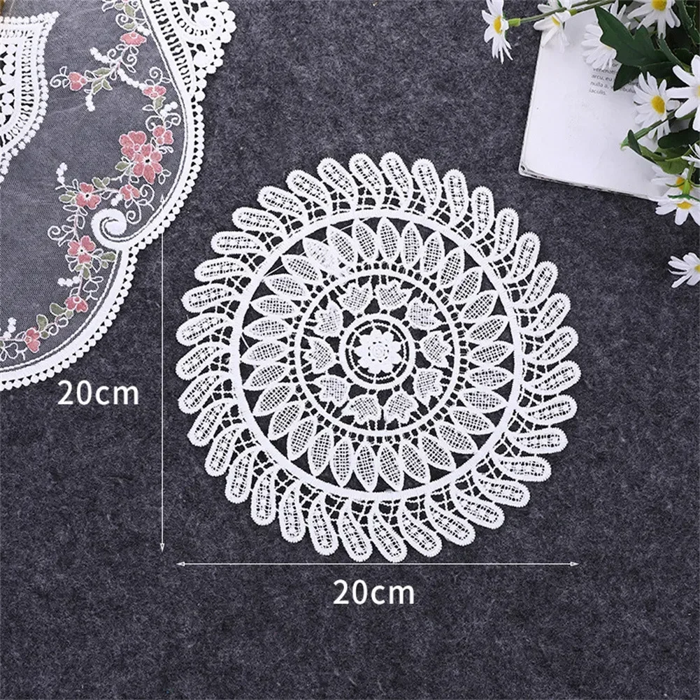 Lace Placemat Cloth 19*19 CM/20*20 CM Round Lace Doilies Crochet Round Lace Placemat Napkin Placemat Cup Dish Coaster