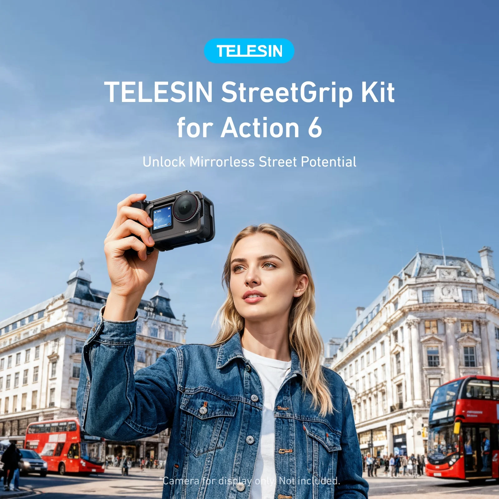 

TELESIN Street Shoot Hand Grip For DJI OSMO Action6,Remote Control Rabbit Cage Quick Release Aluminum Alloy Protective Case Kit