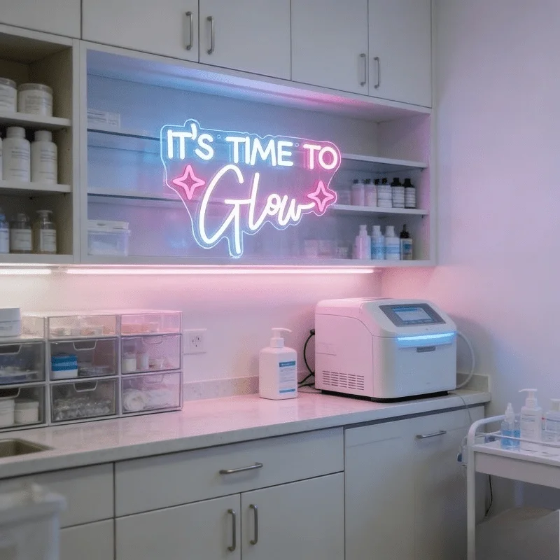 It's Time To Glow Neon Sign LED Light for Bedroom USB Rechargeable Night Light Acrylic Wall Art Sign Aesthetic Room Decoration
