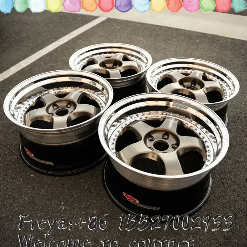 18 19 20 Inch Custom 3 Piece Wheels Deep Dish Five Spoke 5x114.3 5x100 for Prius Vellfire Staggered Fitment