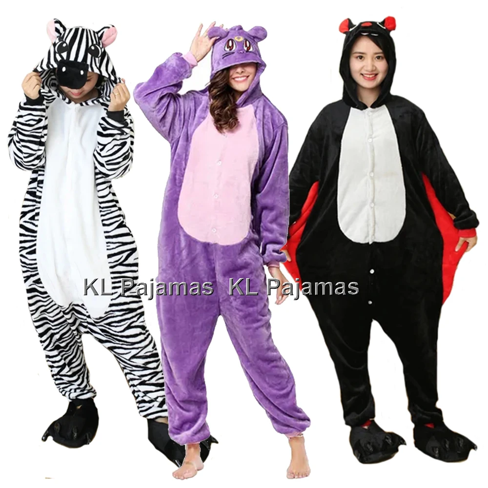 Unisex Animal Cosplay Pijamas, pijama feminino para adultos, gato Onesies, Panda, sapo, pinguim, traje com capuz, Natal, Dia das Bruxas