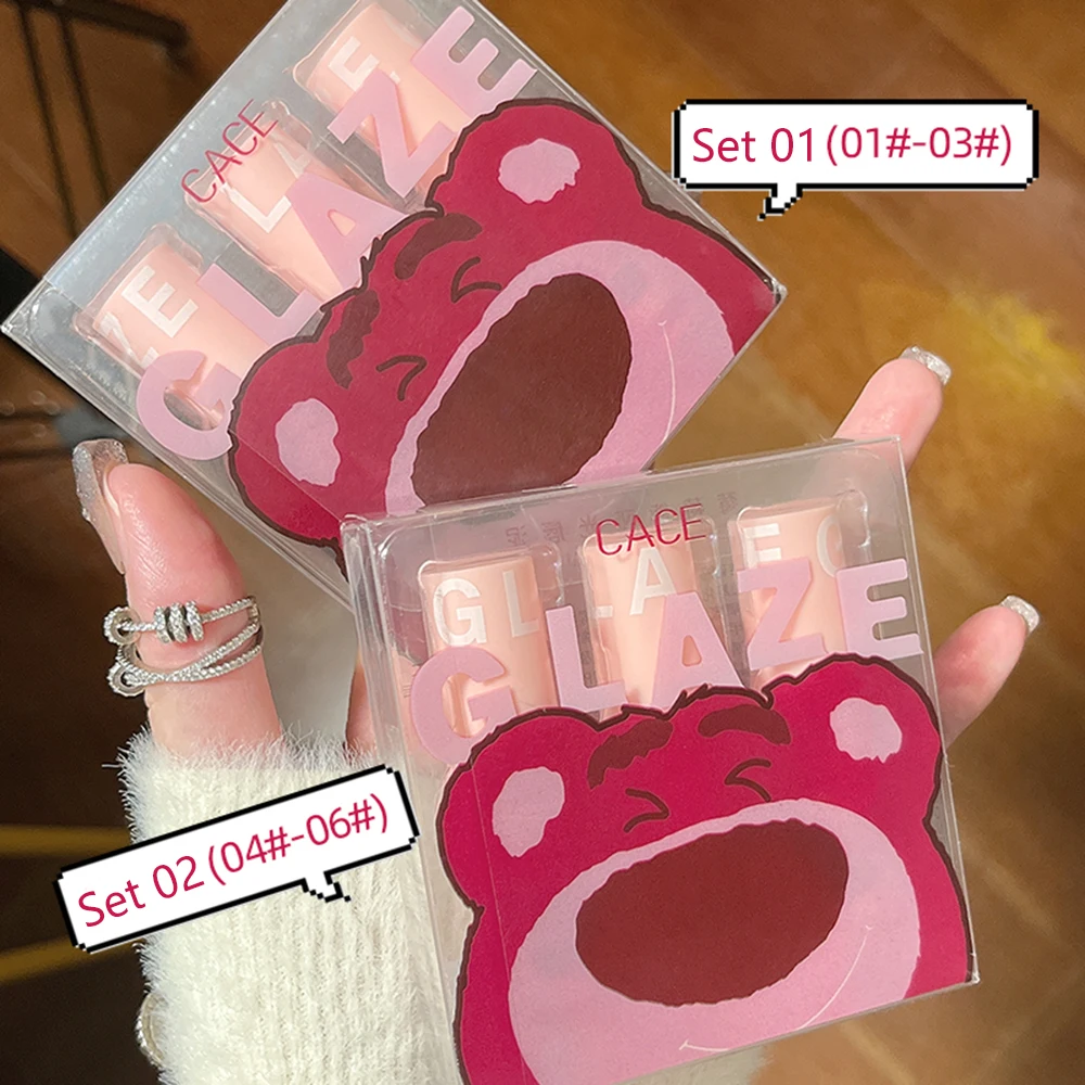 CACE Bear Matte Lip Mud Set, 3 Mini Cute Lip Glosses for Girls, Velvet Finish ,Portable, Perfect Gift for Makeup Lovers image 4