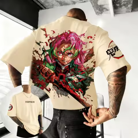 Demon Slayer Anime T-shirt Men Women Cotton Streetwear Mitsuri Kanroji Graphic Print Summer Casual Tops Trendy 2025 New Cosplay