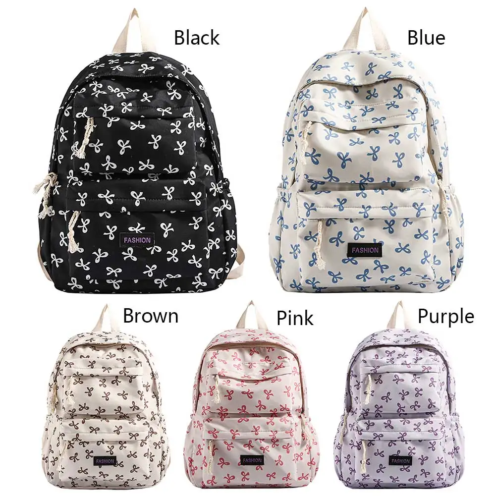 Zaino per libri con stampa fiocco Zaino per college preppy Borsa per scuola media per ragazze adolescenti