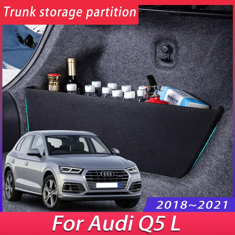 For Audi Q5 L 2018~2021 2019 Upgrade Thickening Car Trunk Storage Partition Multi-function Storage Box Auto Interior Accessories